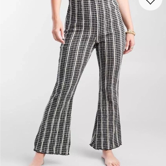 Free People Fine Line Slim Flared Pants Sz XS Pull On High Rise Boho Beach Retro - Picture 2 of 15